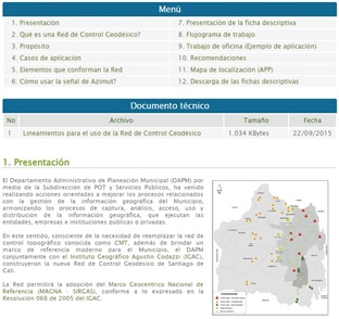 Página web para la nueva Red de Control Geodésico de Santiago de Cali