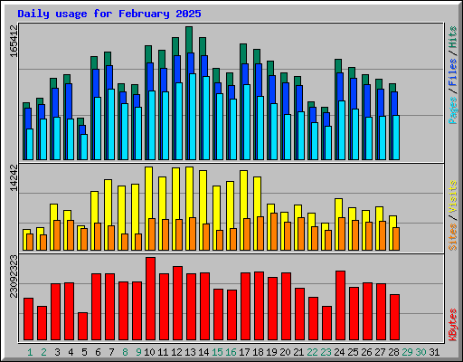 Daily usage for February 2025