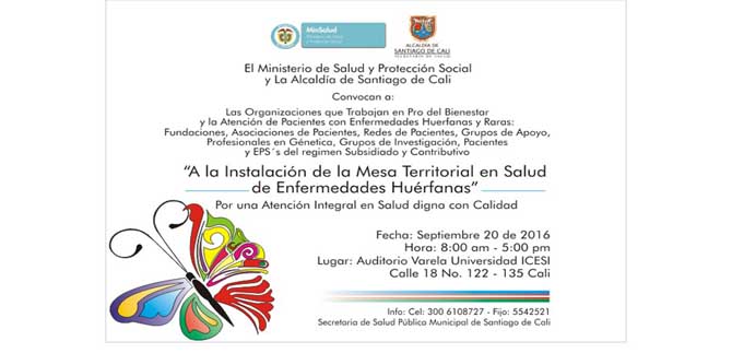 Secretar�a de Salud convoca a la instalaci�n de la mesa territorial en salud de enfermedades hu�rfanas