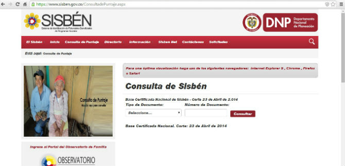 Cale�os ya pueden conocer el puntaje del Sisb�n, directamente en la web