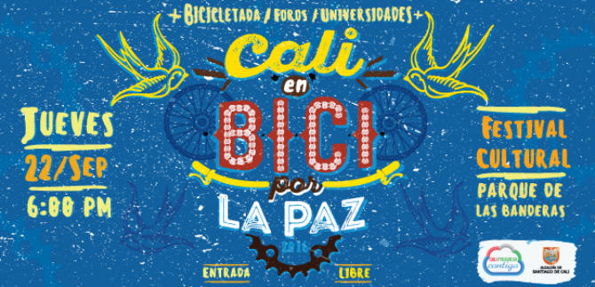 Cali en Bici por la Paz este jueves 22 de Septiembre