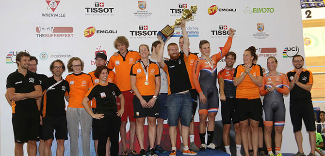 Holanda y Alemania, pa�ses campeones en Cali del ciclismo de pista