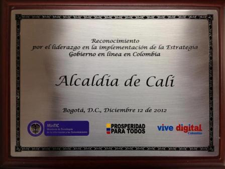 Cali recibe reconocimiento nacional por avances en el programa �Gobierno en L�nea�