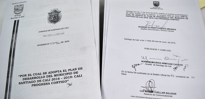 Alcalde sancion� Plan de Desarrollo para Cali 2016-2019