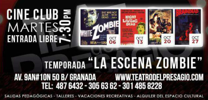Cine Arte presenta ciclo Zombie, en el Teatro del Presagio, este martes