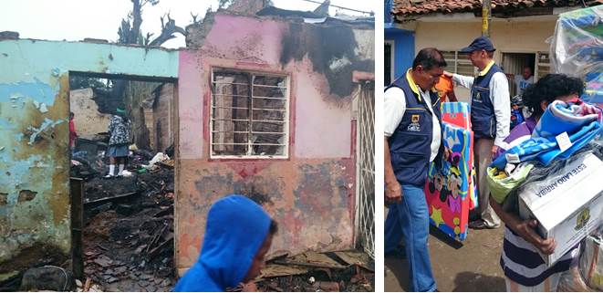 Siete familias afectadas por incendio estructural recibieron ayudas humanitarias