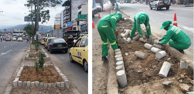 Separador de la Carrera 10 fue recuperado por Ciudad Limpia