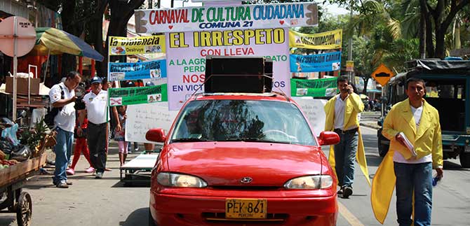 La comuna 21 de Cali realiz� caravana sobre el ruido y el medio ambiente